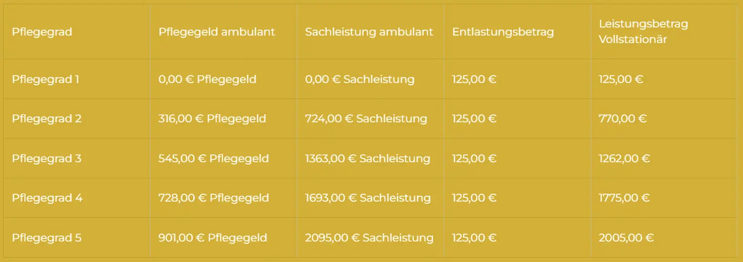 SENIOR GOLD 24 GMBH, Tabellendiagramm